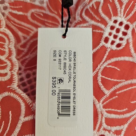 NWT Milly Brielle Tournesol Eyelet Dress, Coral, Size 8 - Picture 5 of 8
